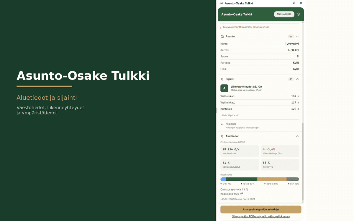 Aluetiedot ja liikenneyhteydet